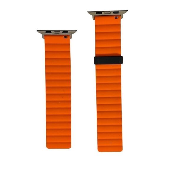 Apple Watch Magnetic Black and Orange Silicone Sports Band 42/44/49 mm - Picture 2 of 5